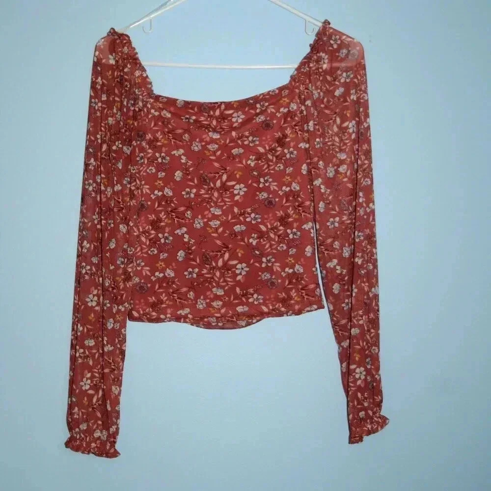 Almost Famous Floral Blouse Top Multicolor Sized Medium